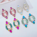 Exaggerated Diamond Geometric Studded Earrings Personalized Female Colorful Rhinestone Crystal Party Earrings Wholesale