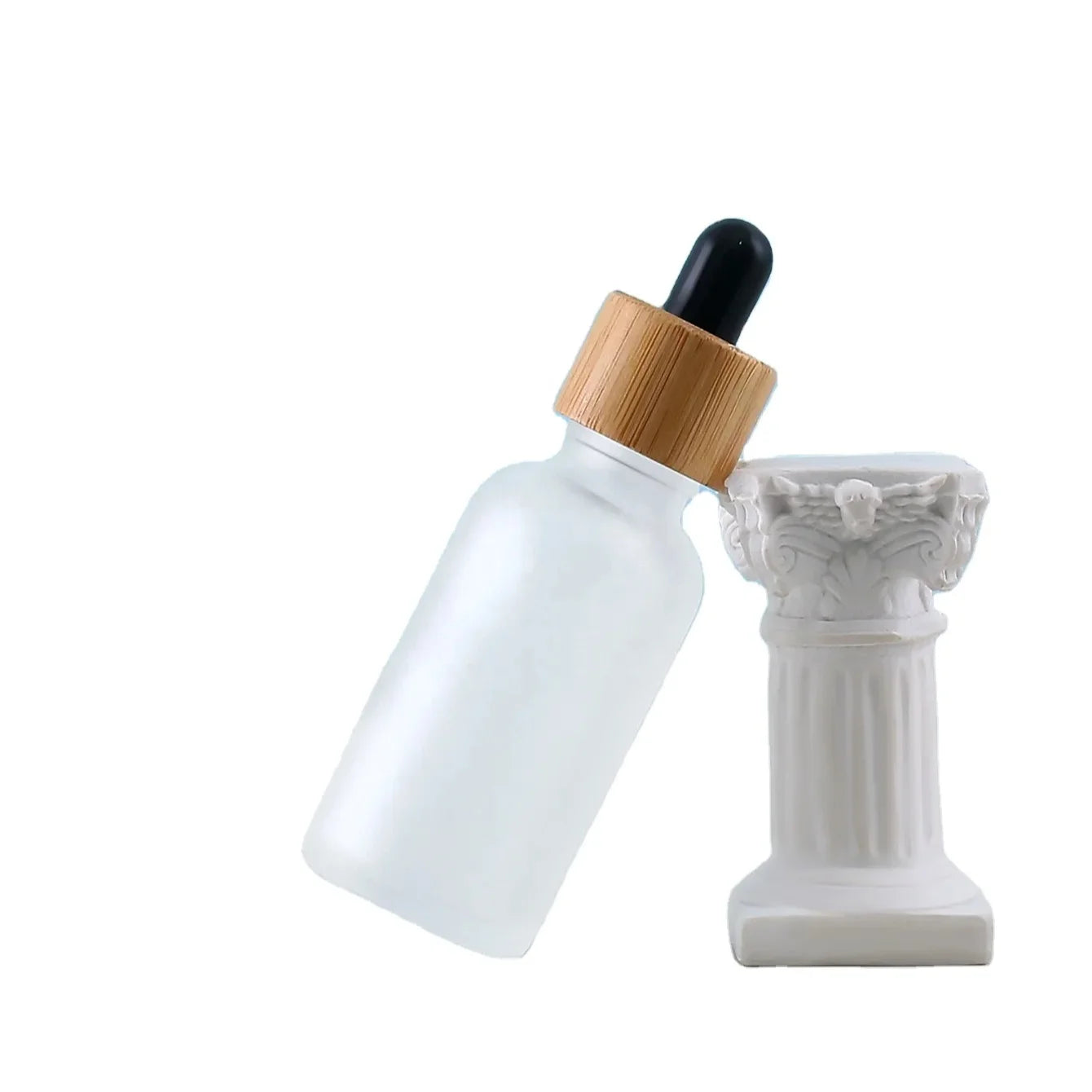 30ml White Frosted Bamboo Dropper Essence Glass Bottle Beautifully Designed and Easy to Use Practical Glass Bottles