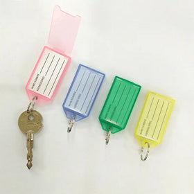 Key Tags Label With Split Ring for DIY Numbered Name Baggage Tag Colorful Plastic ID Label Name Tags Keychain