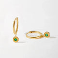 LOZRUNVE Fashion Jewelry Wholesale Hot Selling 925 Sterling Silver Dainty Emerald Sun Drop Hoop Earring