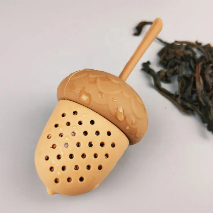 WELAND Reusable Cute Silicone Food Grade Cute Acorn Shaped Silicone Tea Infuser Filter Strainer for Loose Leaf Tea
