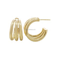 Fine Jewelry Earrings 18K Solid Gold Hoop Earring Multiple Hoops Round Cute Style