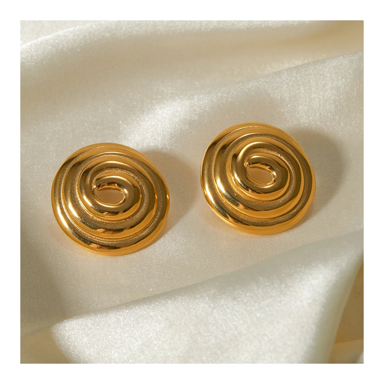ERESI Personalized Metal Rust Proof Jewelry 2024 Waterproof Gold Plated Stainless Steel 316l Round Circle Big Stud Earrings