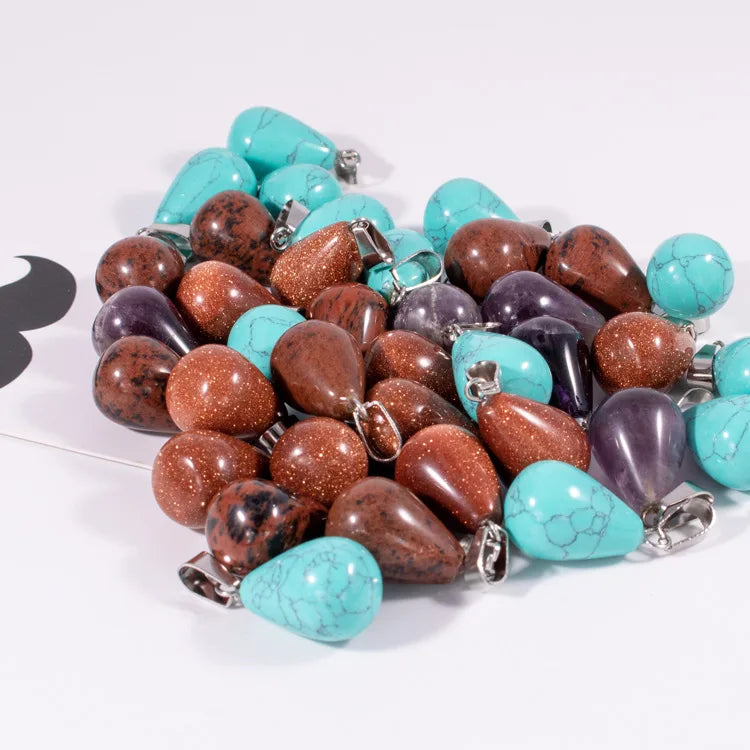 Huiying Natural gemstone pendants Water drop stone accessory pendant earrings Tear Drop Stone pendant jewelry