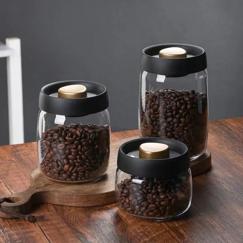 Storage Boxes & Bins Airtight Pantry Organizer Kitchen Food Storage Container Pop up Spice Coffee Bean Glass Jars with Lids