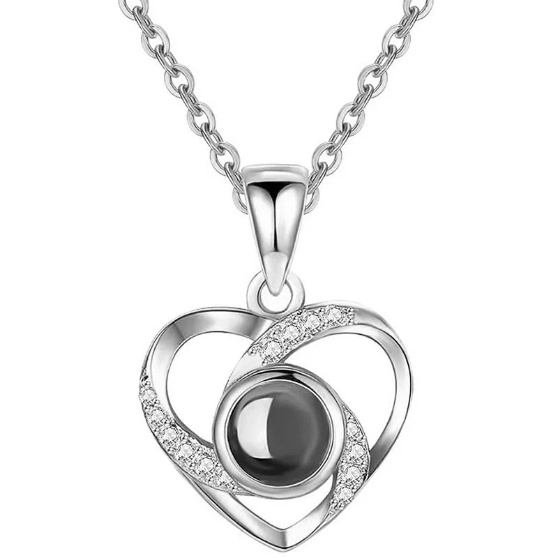 100 Language I Love You Silver Jewelry S925 Sterling Silver Love Partner Heart Pendant Necklace Women Girl XDH0173