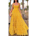 Seaside Holiday Style Beach Skirt Women's 2022 Autumn New Ginger Yellow Heavy Industry Embroidery Sling Ruffle Dress