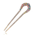 Accessory Wholesale Vintage Antique Flower Crystal Rhinestone Ripple U Shaped Chopsticks Hanfu Hair Fork U Hair Pin for Woman