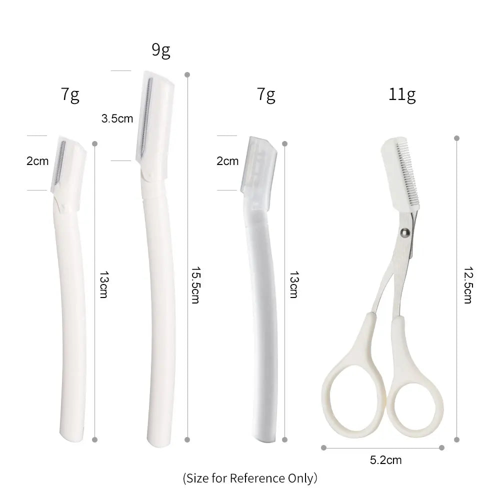 3 in 1 Stainless Steel Luxury Eyebrow Trimmer & Scissor Set with Zipper Bag