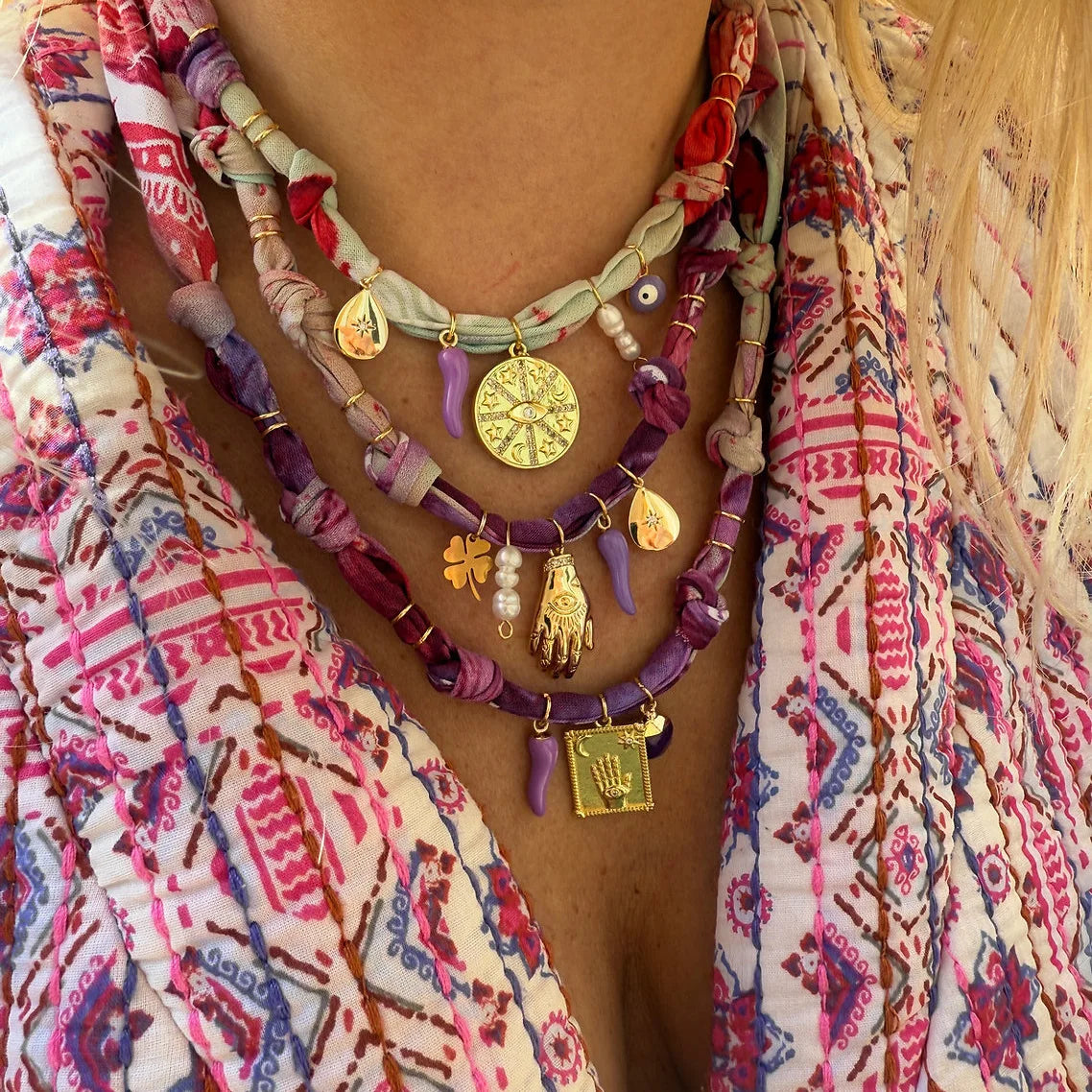 European American Women's New Bohemian Cross-Border Multi-Pendant Necklace Bracelet Starfish Mushroom Cherry Fashion Accessories