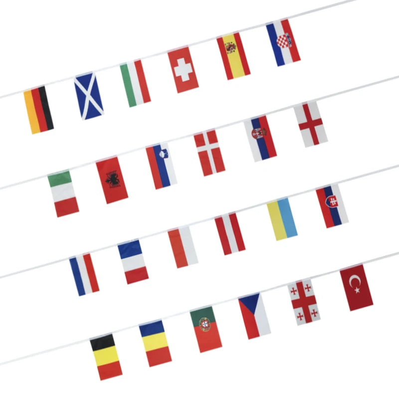 Custom Digital Printed Polyester String Flags Triangle Pennant Banners for Garden Party and Camping Decoration
