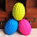 Dog Toy Sound Rugby Ball Pet Rubber Teething Cleaning Toy Squeaky Dog Chew Ball