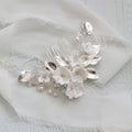 SLBRIDAL Handmade Ins Style Freshwater Pearls Ceram Flower Bridal Hair Comb Wedding Hair Accessory Bridesmaids Women Jewelry