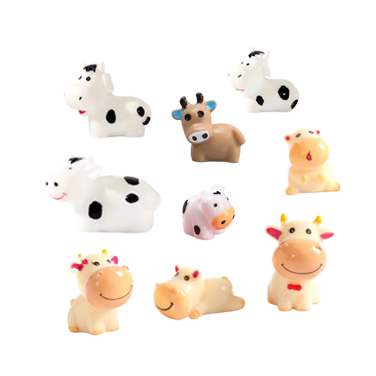 Lovely 3d Artificial Farm Animal Miniature Cow Resin Handcraft for Diy Decoration