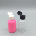 Pink Transparent 50ml Boston Round Plastic Bottle with Screw Cap Screen Printing Lotion & Face Cream