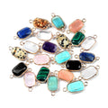 Natural Crystal Double Hole Rectangular Cut Pendant DIY Bracelet Necklace Accessory Connector Stone Beads Jewelry Accessories
