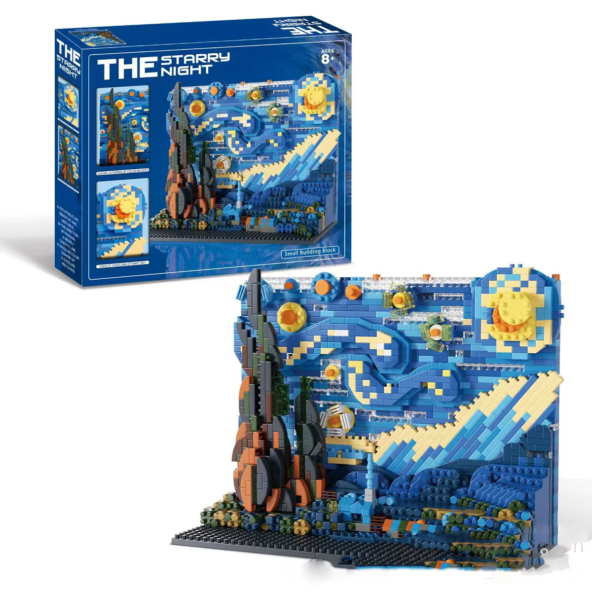 Ideas Creative Micro Block Building Set 3D Painting Moc Art Starry Night Kids Artwork Frame Montessori Educational Home Decor