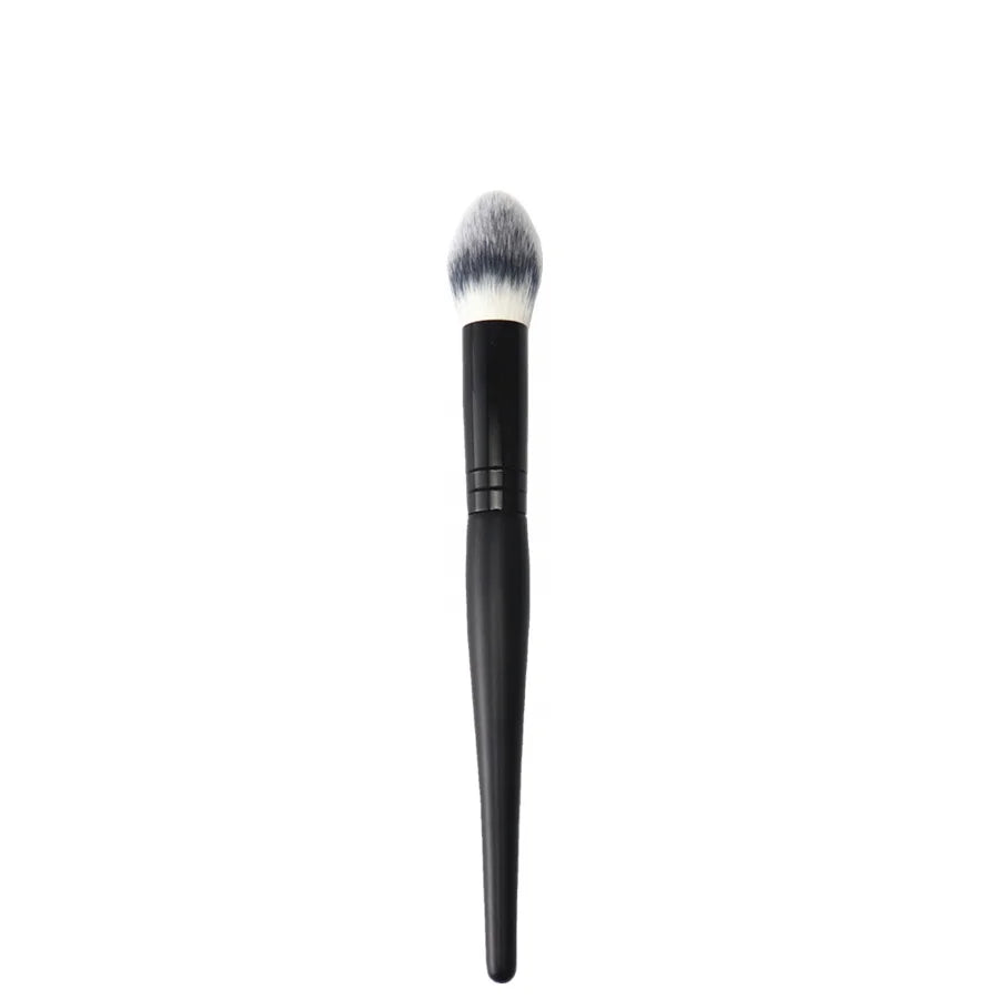 Flame Shaped Blush Brush Makeup Wooden Handle Custom Black Makeup Tool Cosmetic Brush Private Label