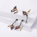 C8185 Abiding Unique Natural Gemstone Heart Citrine Rose Flower 925 Sterling Silver Valentines Jewelry Set