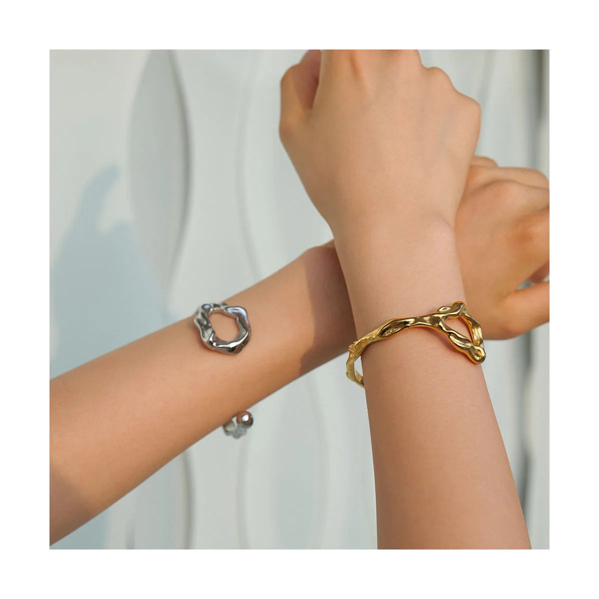Fashionable Cuff Bracelet for Women High Quality Waterproof Gold Plated Stainless Steel Irregular Bangle Bracelet Jewelry