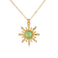 Wholesale Custom Make Women Cool Gold and Light Green Acrylic Sun Necklace Stainless Steel Chain Green Sun Star Necklace