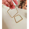 55mm*76mm Big Hollow Geometric Rhombus Hoop Earrings Tarnish Free Statement Earrings Women African Hyperbole Jewelry Wholesale