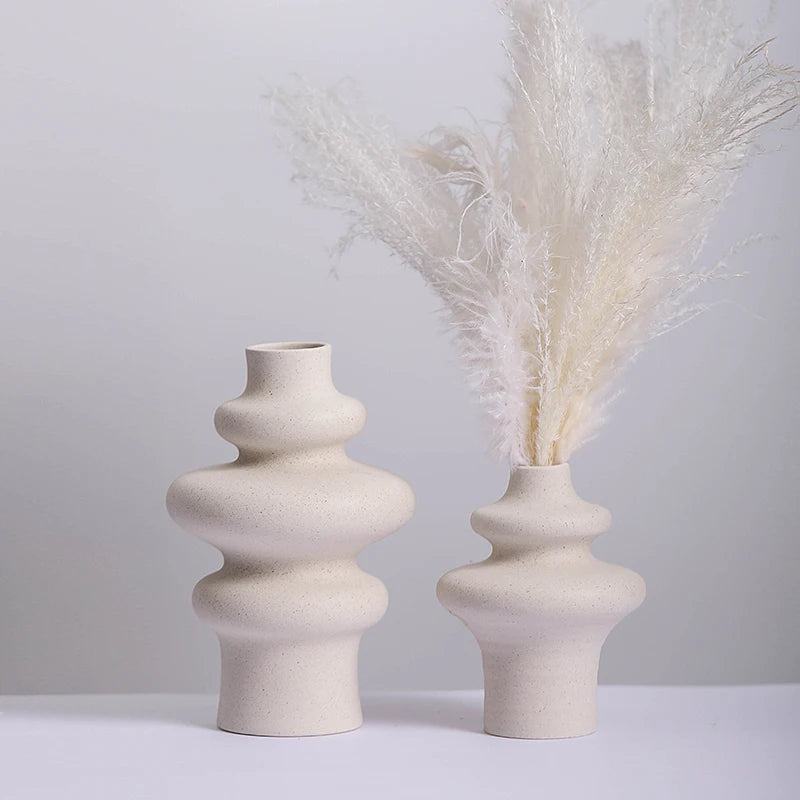 New Design Nordic Spiral Shape White Modern Porcelain Ceramic Wedding Table Art Vase Home Decoration Flower Vase