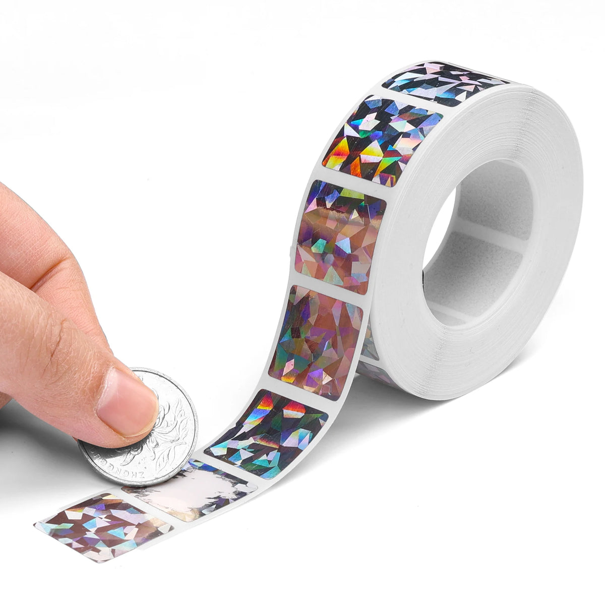 1 Inch Self-Adhesive Scratch-Off Sticker 1000pcs Square Holographic Packaging Labels