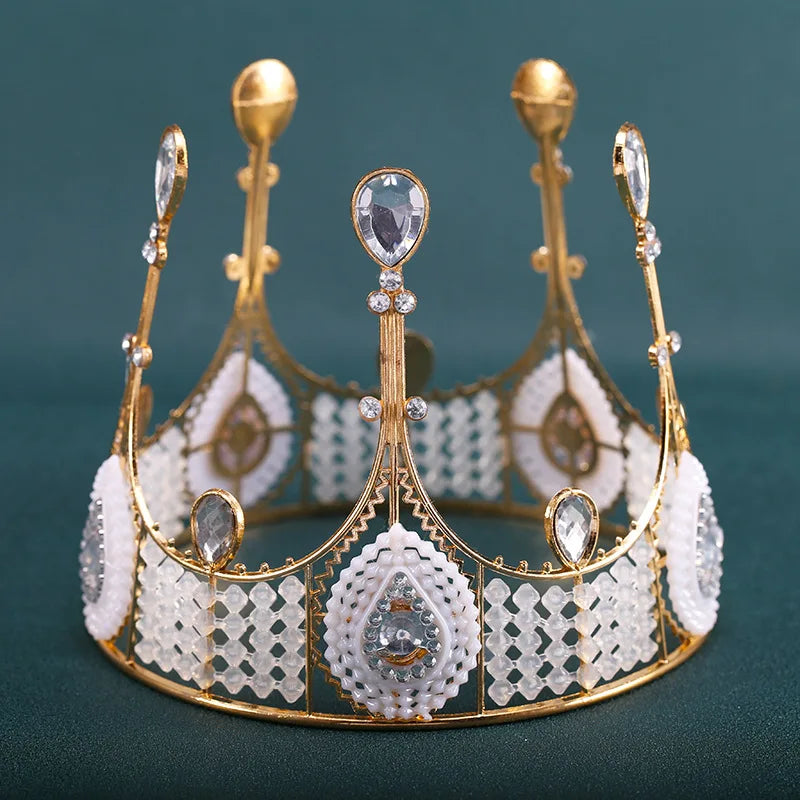 Wholesale 13cm Bride European Crown Birthday Accessories Queen Big Round Headgear Cake Decoration Baking Alloy Crown