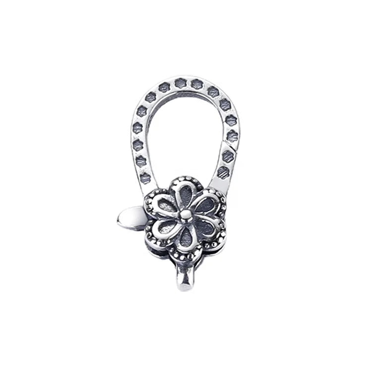 Antique Finish Oxidized Sterling Silver Flower Link Clasp Custom Claps Jewelry Supplier for Accessories Store & DIY Designer