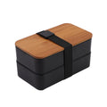 High-Capacity Bamboo Fiber 2-Layer Microwavable Kitchen Lunch Box Eco-Friendly Reusable Leakproof Wooden Lid Bento Box