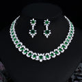 European and American High-end Luxury Zircon Chain Women's Wedding Party Banquet Dress with 18K Gold Plated Necklace Earring Set