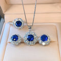 Fashion Jewelry Set Blue Sapphire Cubic Zirconia Jewelry Sets 925 Sterling Silver