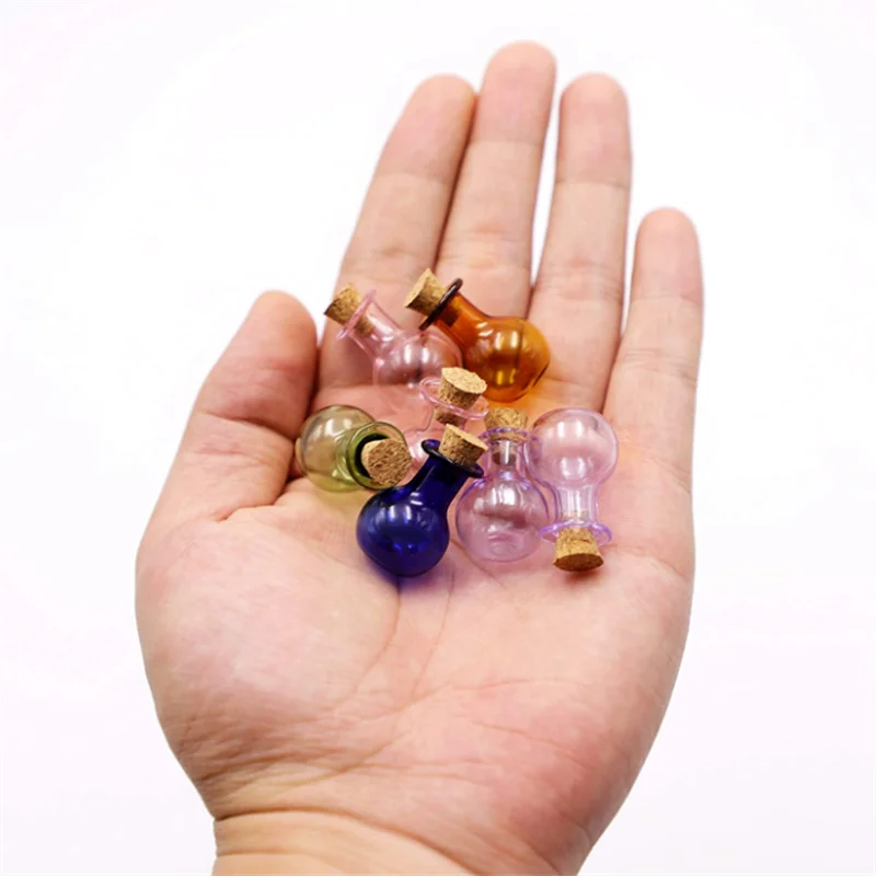 1ml 2ml 3ml Colorful Small Glass Bottles & Jars with Cork Stoppers Screen Printing Carton Packed for Wedding Party Gifts