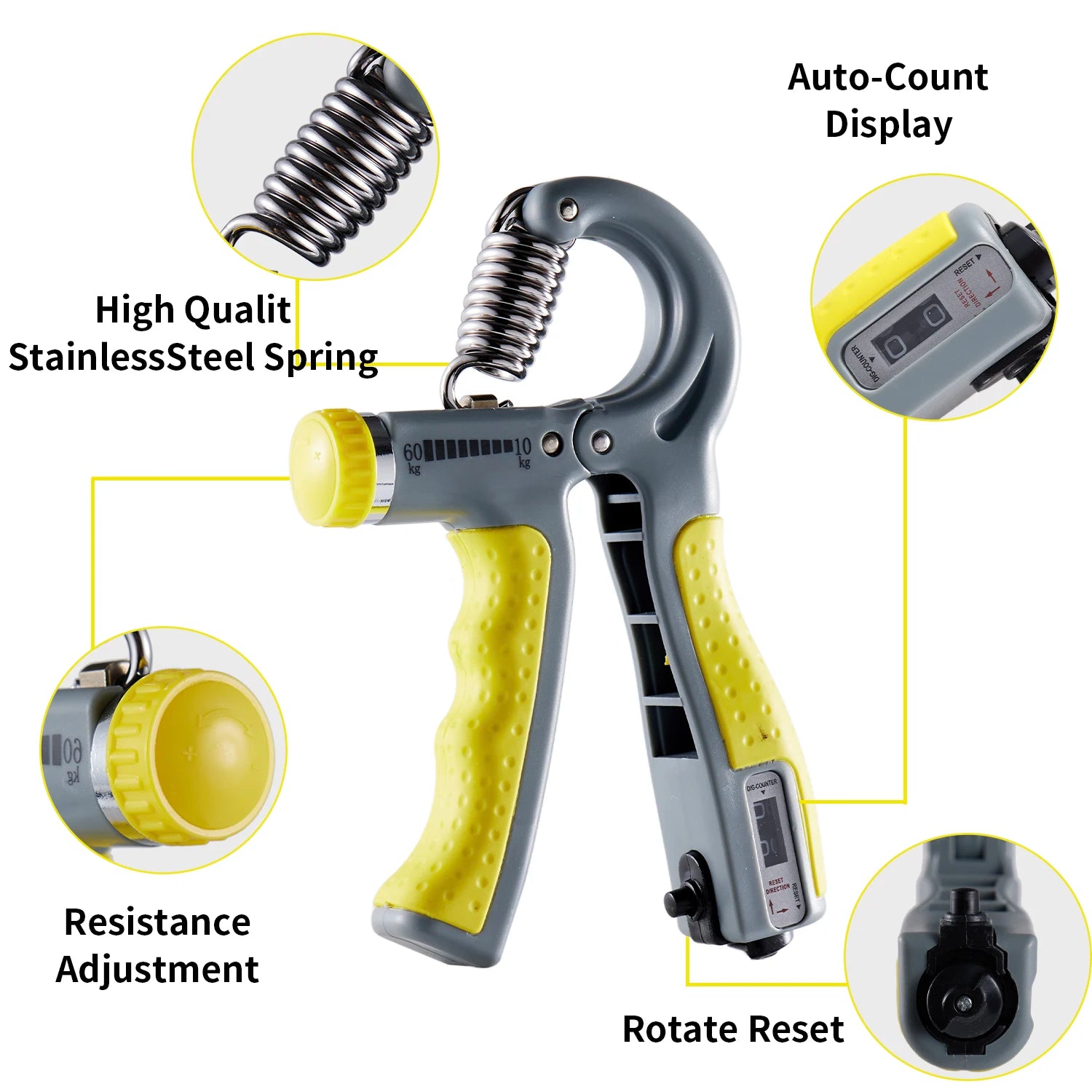 Micogo Adjustable Resistance Hand Grip Trainer 22-132Lbs (10-60kg) Strengthener for Hand Rehabilitation Exercising