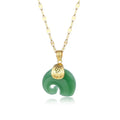 Wholesale Hetian Jade Blessing Word Necklace Stainless Steel Necklace 18k Gold Elephant Pendant Necklace for Women