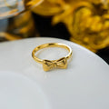 Unisex 18K Gold Titanium Steel Finger Ring Fashionable Simple Bow Design Waterproof Features Anniversaries Other Jewelry Use