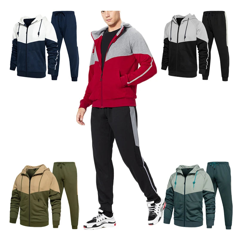 Custom Logo Oversized Sweat Jogging Sets Bulk Blank Polyester Jogger Sweatsuit Men Sport Jogging Track Suits Plain Men Tracksuit