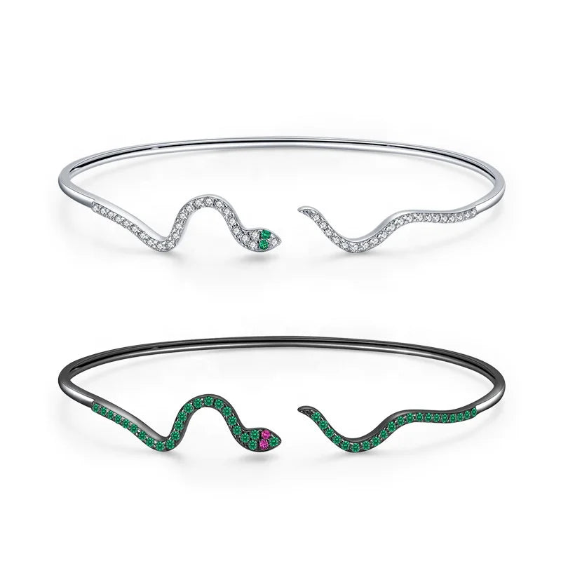 Personality Snake Shaped 925 Sterling Silver Bracelets Bangles for Women Jewelry Making