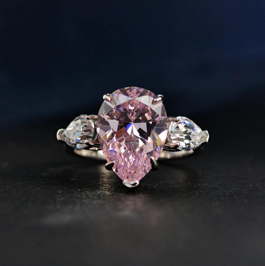 Silver Jewelry Ring 925 Sterling 18k Gold Plated Eternity Gemstone Cubic Zirconia Diamond Wedding Engagement Silver Ring Women