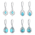 Merryshine 925 Sterling Silver Tree of Life Statement Large Blue Turquoise Jewelry Bohemian Stone Hoop Drop Earrings