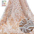 French Super Density White Beaded Sequins Lace Wedding Bridal Tulle Embroidery Dress Fabric