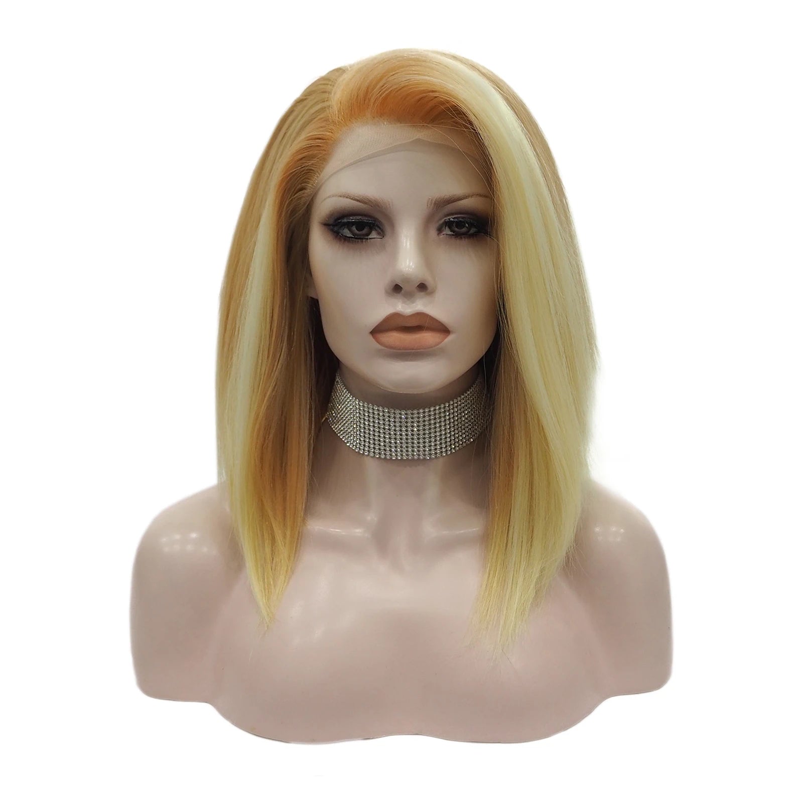 Celebrity Wig  Short Bob Ombre Blond 613color Daily Life Wearing Futura Henlon Fiber Synthetic Lace Front Wigs