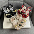 Elegant Fashion Girl Chiffon Bow Pearl Leather Casual Shoes with Soft Soled for Party Dancing and Special Occasions
