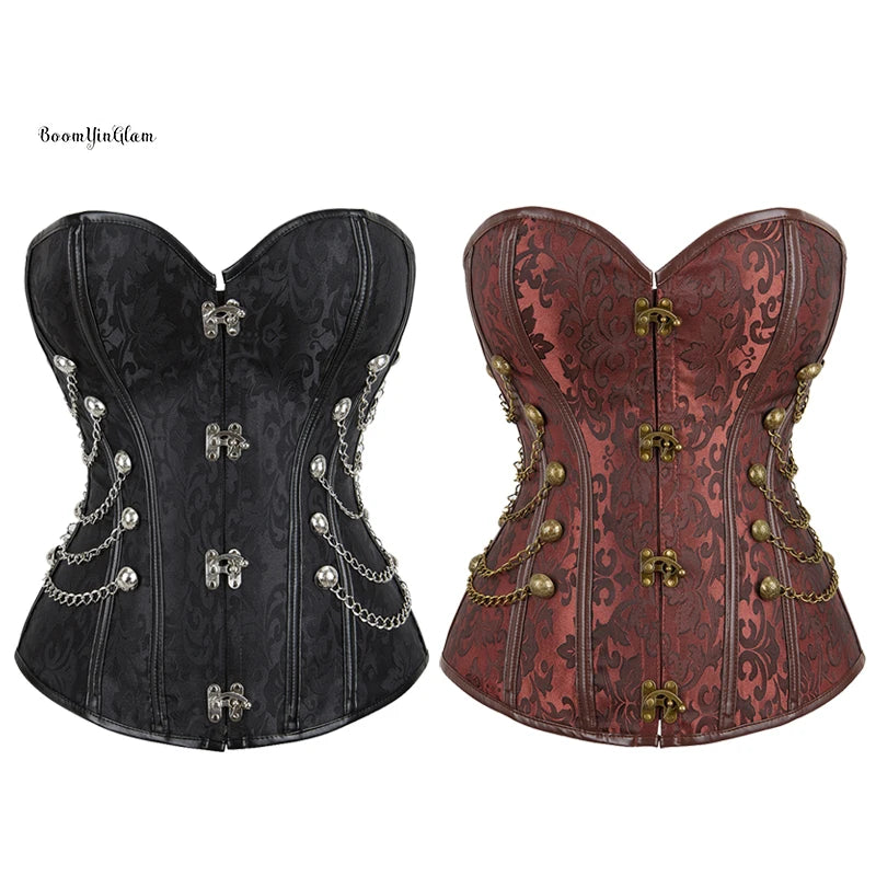 Hot Girls Fashion Leather Steel Bone Gorgeous Retro Gothic Lock Court Corset