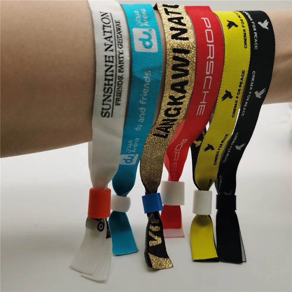 Custom Cheap Festival Fabric Woven Cloth Wristbands for Event
