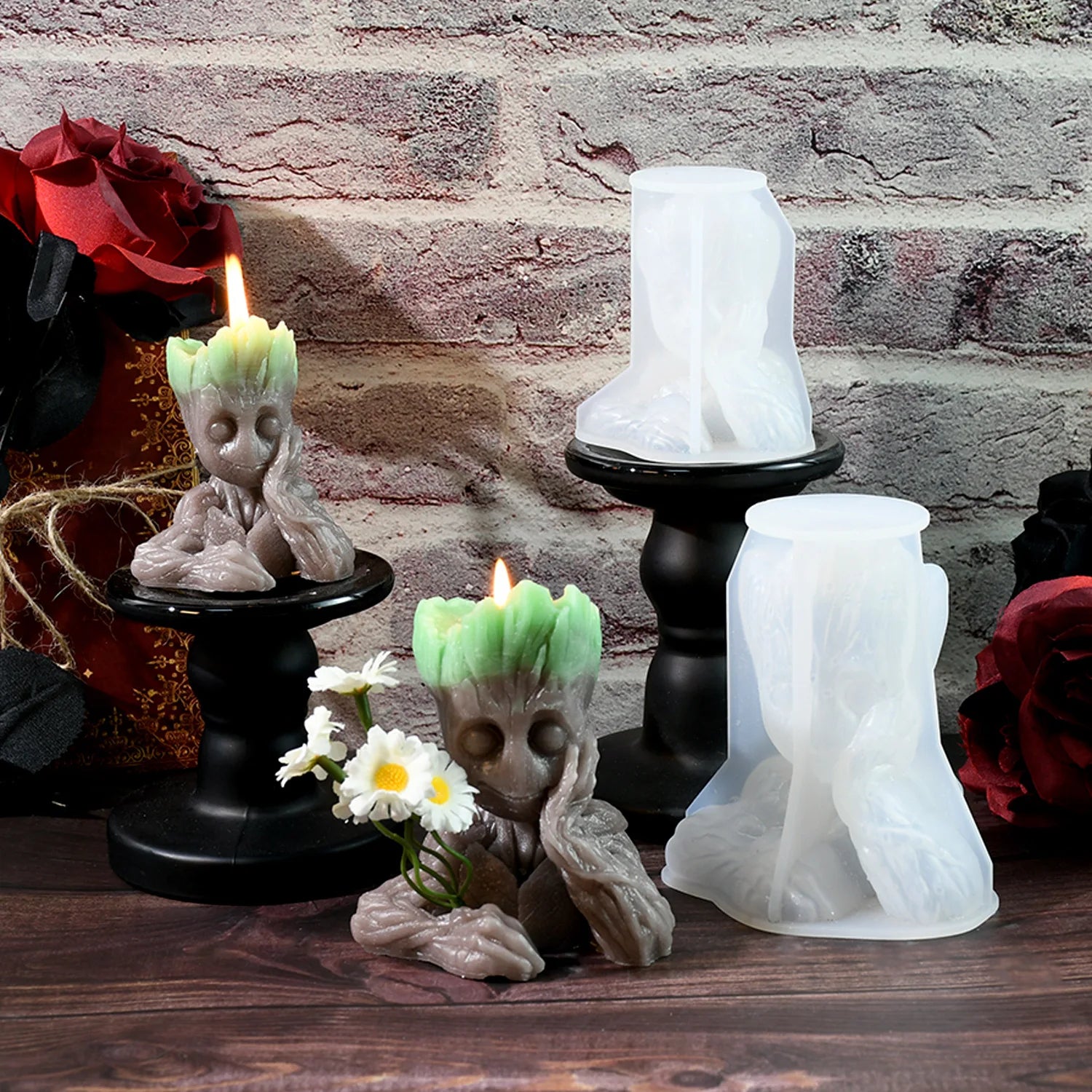 Diy Glue Mold Smile Tree Man Silicone Mold Candle Plaster Figure Decoration