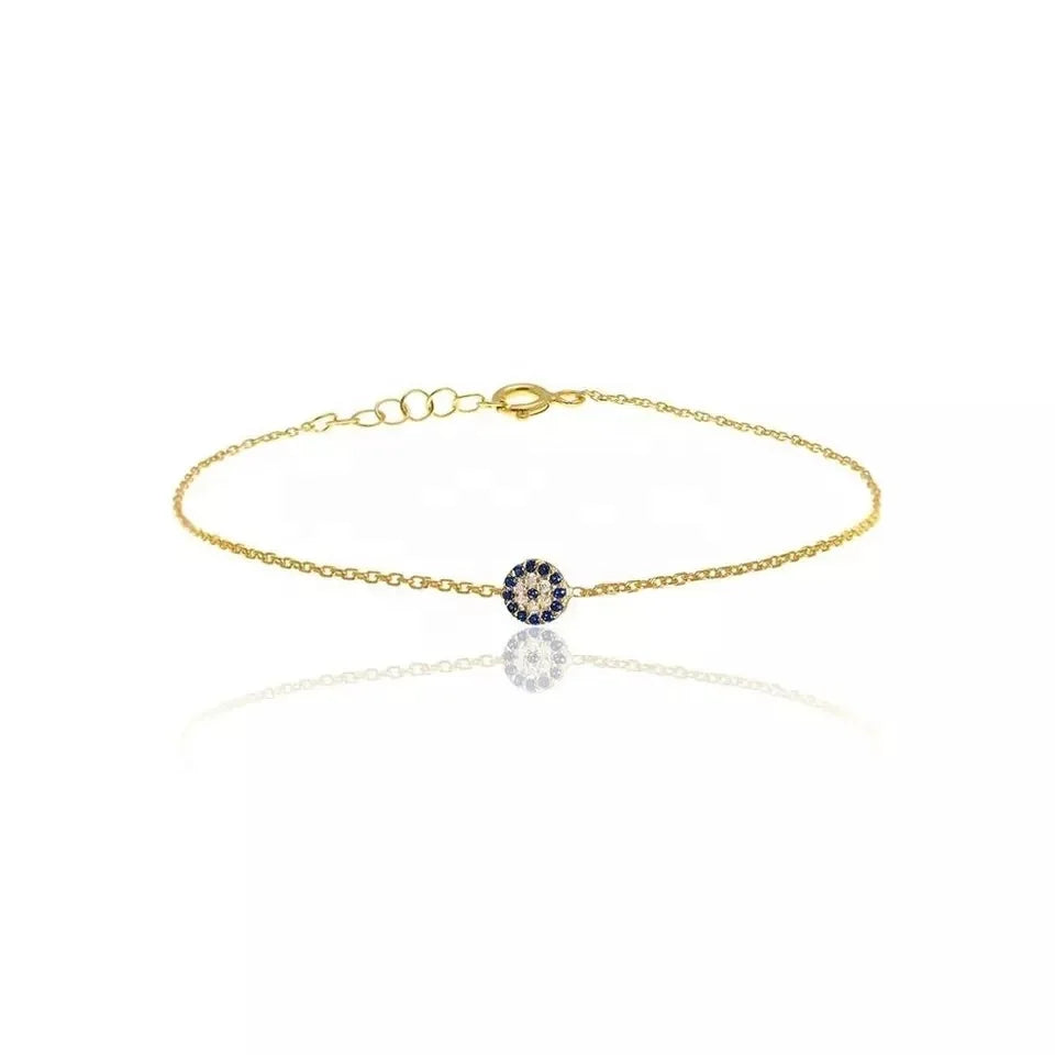 LOZRUNVE Factory Customized Jewelry Silver 925 Small Turkish Evil Eye Bracelet Women