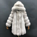 Classic Chic Women Winter Real Fur Jacket Coats With Fur Hood