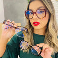 New Style TR Optical Oversized Glasses Frames Men Women Two Color Patchwork Fashion Vintage Square Glasses Women